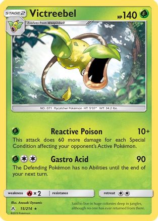 Victreebel 015/214 - Reverse Holofoil SM Unbroken Bonds - Rare