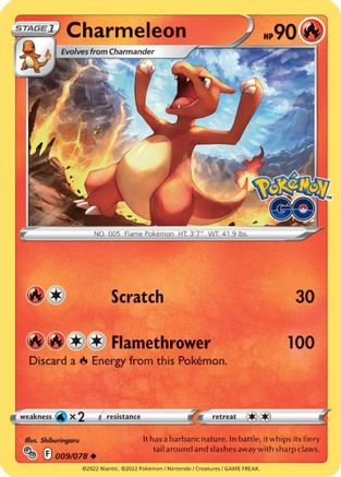 Charmeleon 009/078 - Reverse Holofoil Pokemon GO - Uncommon