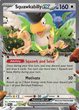 Squawkabilly ex 169/193 - Holofoil SV02 Paldea Evolved - Double Rare