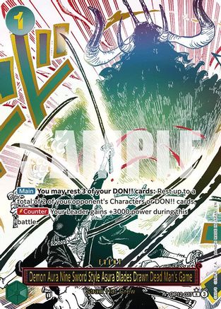 Demon Aura Nine Sword Style Asura Blades Drawn Dead Man's Game (Alternate Art) (OP12-037) - Legacy of the Master Foil