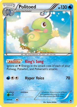 Politoed 018/111 - Reverse Holofoil XY Furious Fists - Rare