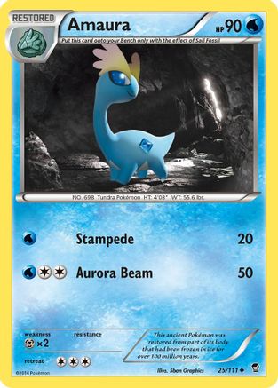 Amaura 025/111 - Reverse Holofoil XY Furious Fists - Uncommon