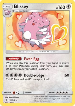 Blissey 102/145  - Holofoil SM  Guardians Rising - Holo Rare