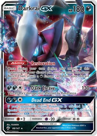 Darkrai GX 088/147  - Holofoil SM  Burning Shadows - Ultra Rare