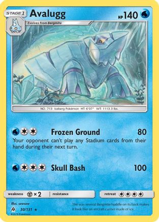 Avalugg 030  - Reverse Holofoil SM  Forbidden Light - Rare