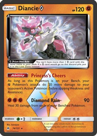 Diancie Prism Star 074/131  - Holofoil SM  Forbidden Light - Prism Rare