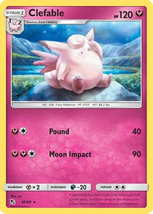 Clefable 040/68  - Reverse Holofoil Hidden Fates - Rare