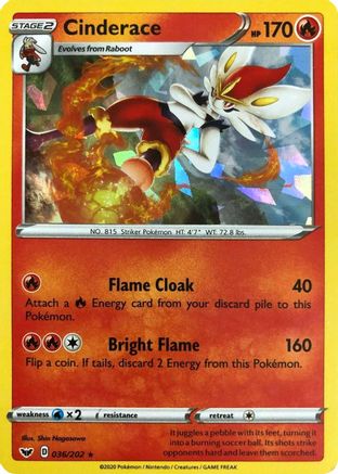 Cinderace 036/202  - Holofoil Deck Exclusives - Holo Rare