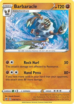 Barbaracle 104/192  SWSH02 Rebel Clash - Rare