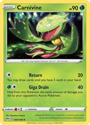 Carnivine 005/189  SWSH03 Darkness Ablaze - Uncommon