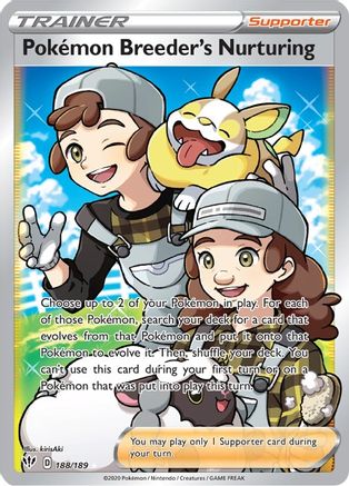 Pokemon Breeder's Nurturing (Full Art) 188/189  - Holofoil SWSH03 Darkness Ablaze - Ultra Rare