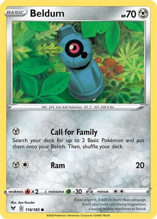 Beldum 116/185  - Reverse Holofoil SWSH04 Vivid Voltage - Common