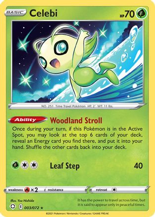 Celebi 003/072  - Reverse Holofoil Shining Fates - Rare