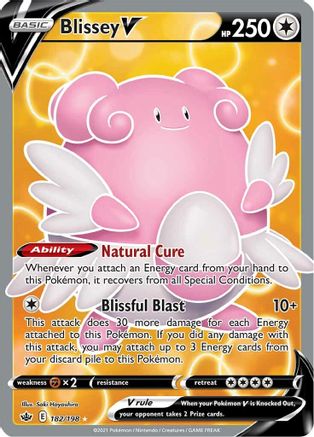 Blissey V (Full Art) 182/198  - Holofoil SWSH06 Chilling Reign - Ultra Rare