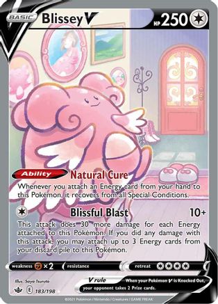 Blissey V (Alternate Full Art) 183/198  - Holofoil SWSH06 Chilling Reign - Ultra Rare