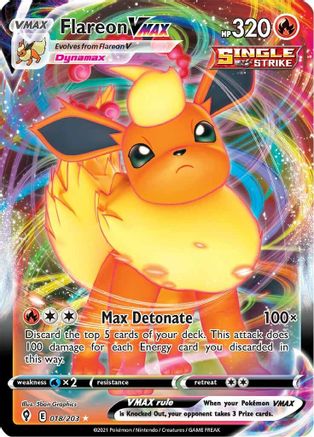 Flareon VMAX 018/203  - Holofoil SWSH07 Evolving Skies - Ultra Rare