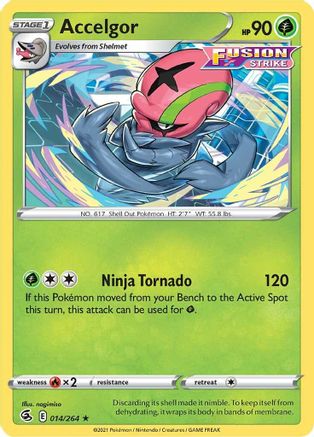 Accelgor 014/264  - Reverse Holofoil SWSH08 Fusion Strike - Rare