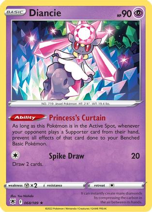 Diancie 068/189  - Holofoil SWSH10 Astral Radiance - Holo Rare
