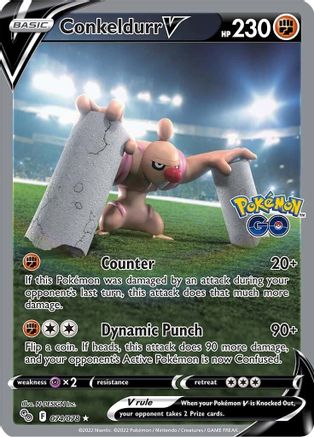 Conkeldurr V (Alternate Full Art) 074/078  - Holofoil Pokemon GO - Ultra Rare