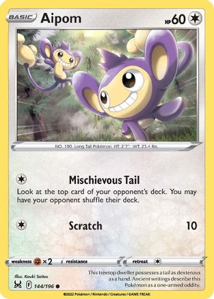 Aipom 144/196  SWSH11 Lost Origin - Common