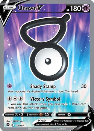Unown V (Full Art) 176/195  - Holofoil SWSH12 Silver Tempest - Ultra Rare