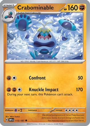 Crabominable 115/197  - Reverse Holofoil SV03 Obsidian Flames - Uncommon