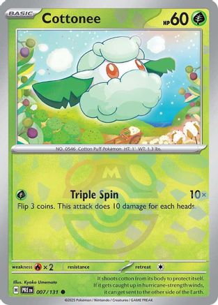 Cottonee (Master Ball Pattern) 007/131  - Holofoil SV Prismatic Evolutions - Common