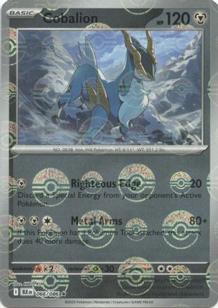 Cobalion (Poke Ball Pattern) 066/086  - Holofoil SV Black Bolt - Rare