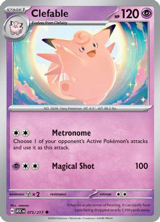 Clefable 075  - Reverse Holofoil ME Ascended Heroes - Uncommon