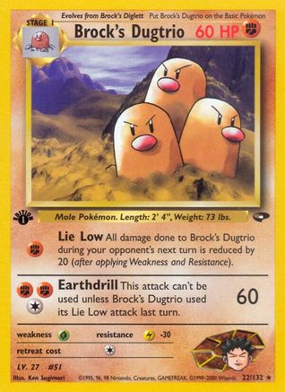 Brock's Dugtrio 022/132  - 1st Edition Gym Challenge - Rare