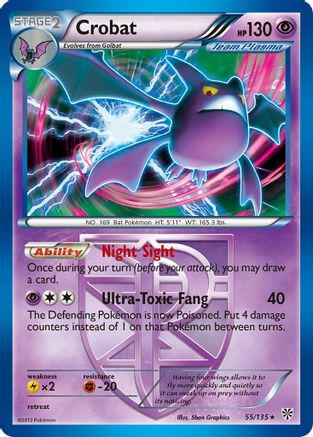 Crobat (Team Plasma) 055/135  - Reverse Holofoil Plasma Storm - Holo Rare