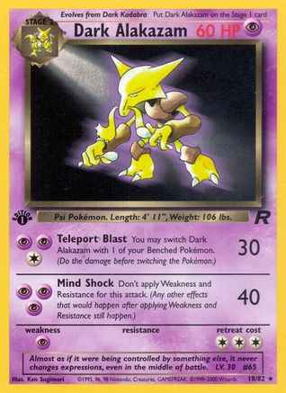 Dark Alakazam (18) 018/82  - 1st Edition Team Rocket - Rare