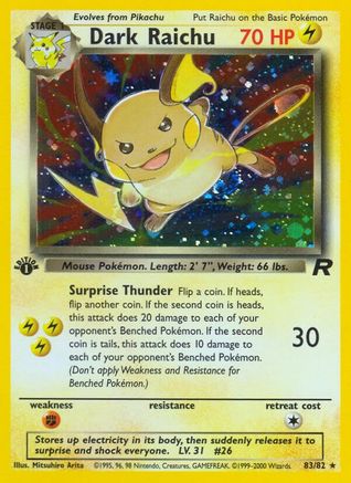 Dark Raichu 083/82  - Unlimited Holofoil Team Rocket - Secret Rare
