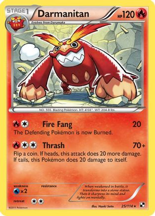 Darmanitan 025/114  - Reverse Holofoil Black and White - Rare