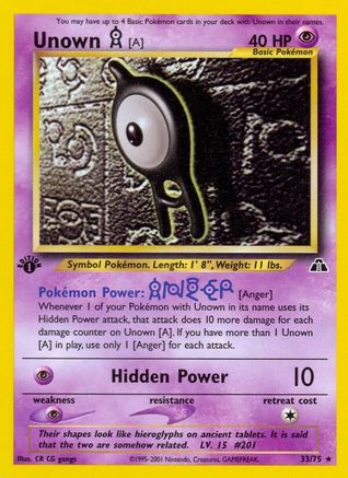 Unown [A] (33) 033  - Unlimited Neo Discovery - Rare