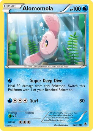 Alomomola 022  - Reverse Holofoil XY  Phantom Forces - Common