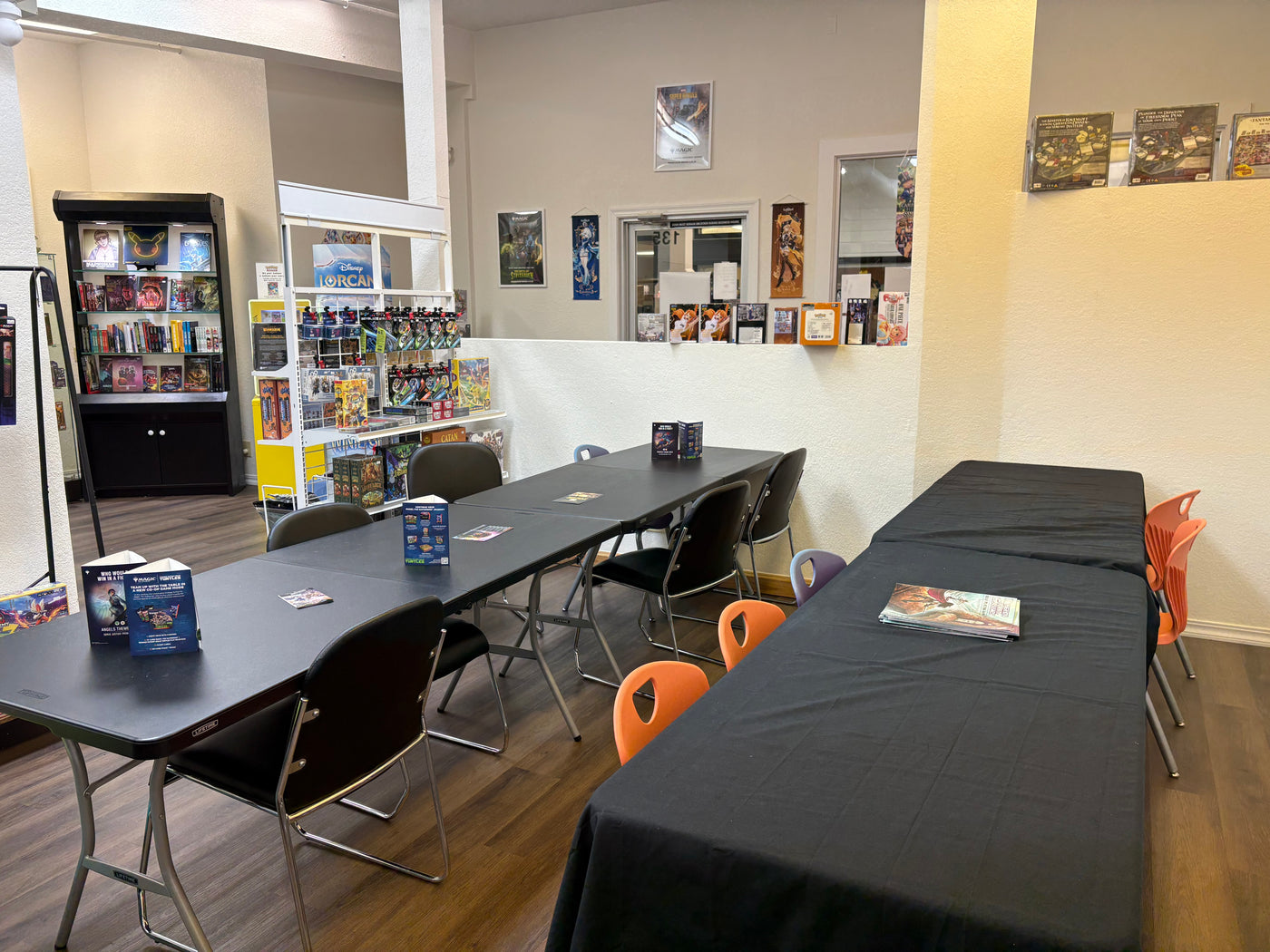 Open play tables ready for games at Glamorous Gamers
